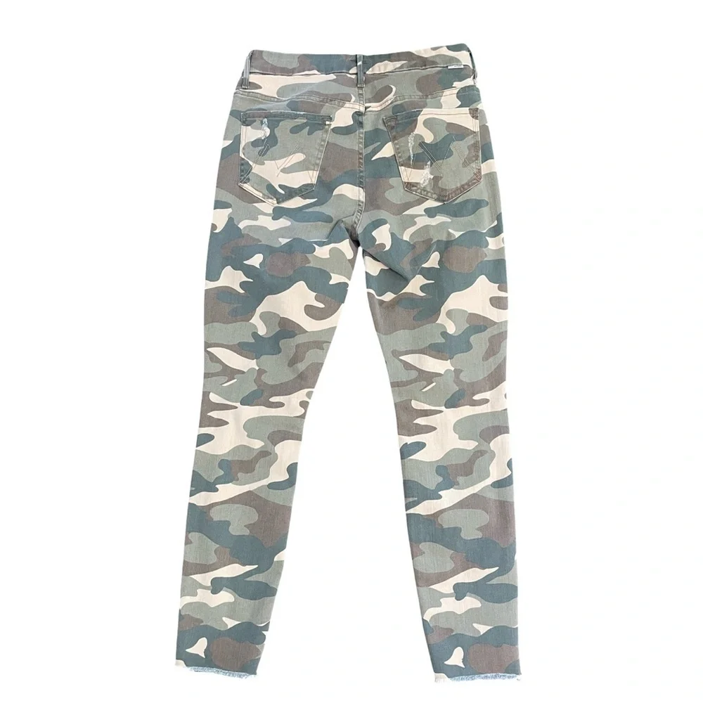 MOTHER High Waisted Looker Ankle Fray See Me Camo Distressed Denim Jean Size 29